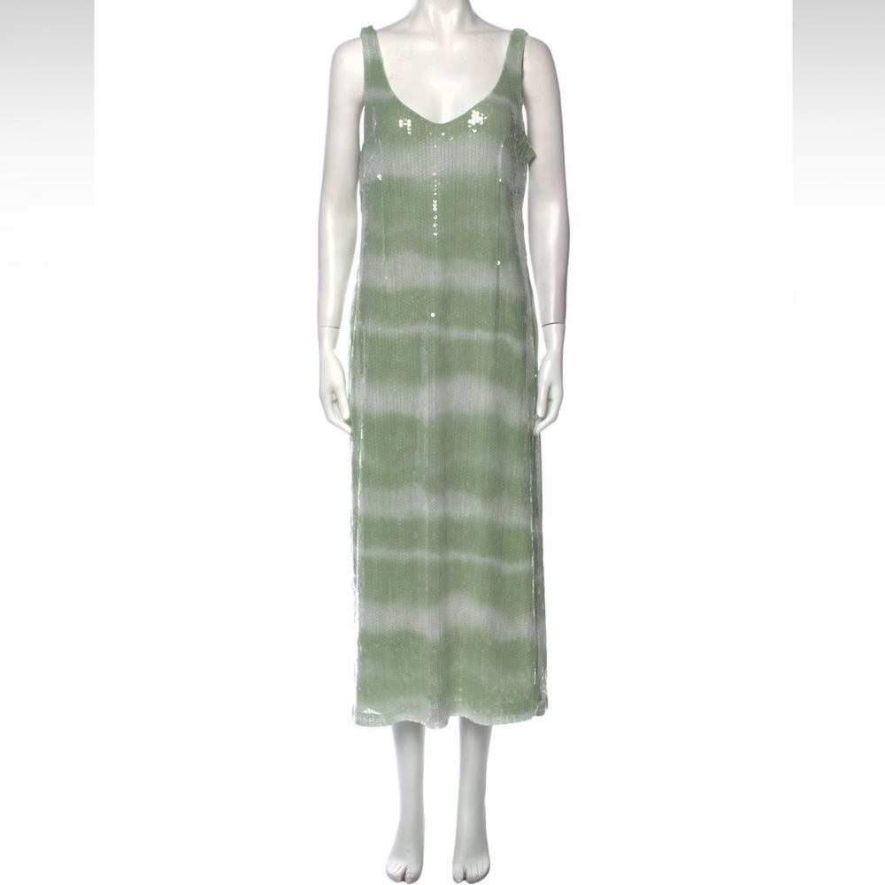 NWT Caroline Constas Green Sequins Maxi Dress Sz Small